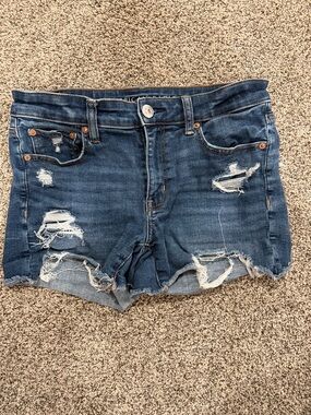 American Eagle Outfitters Distressed Dark Blue Denim Cutoff Shorts